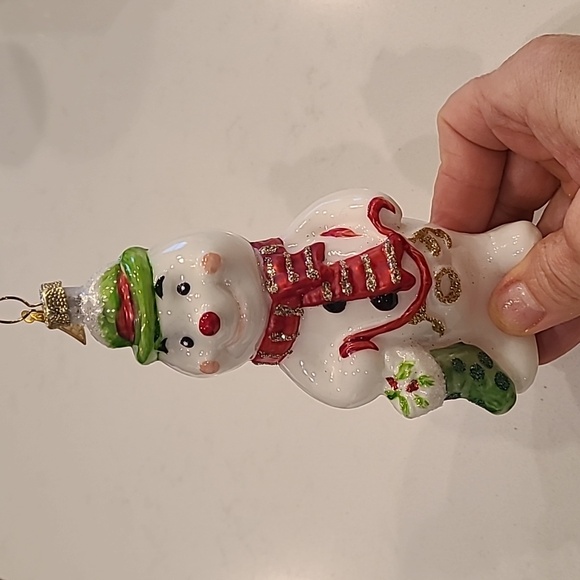 Made in Poland Frosty the Snowman Hand-blown Glass Ornament - Picture 1 of 6